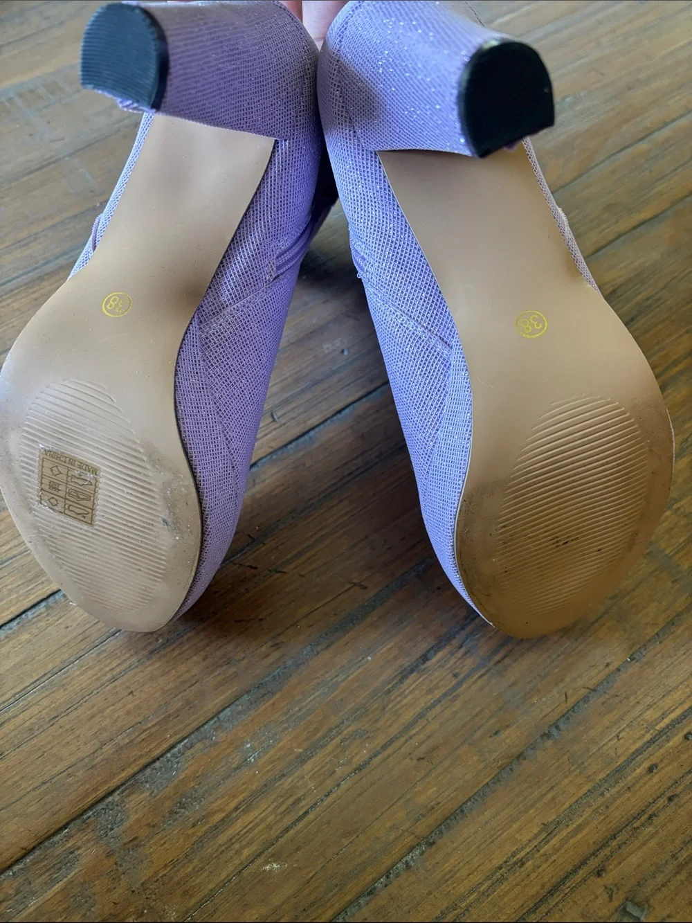 Light purple size 38 soarkle heeled ankle boots